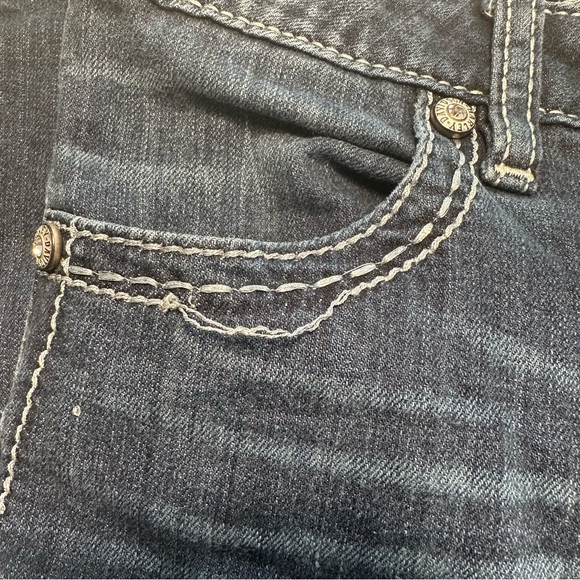 HARLEY DAVIDSON JEWELED LEATHER LOGO JEANS SIZE 6 PETITE - Picture 4 of 14